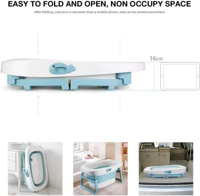 Baignoire bébé pliable bleu clair, 86 cm – image 3