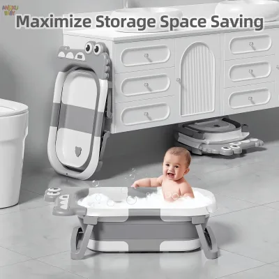 Baignoire de voyage bébé pliante bleue, rose ou grise – image 3