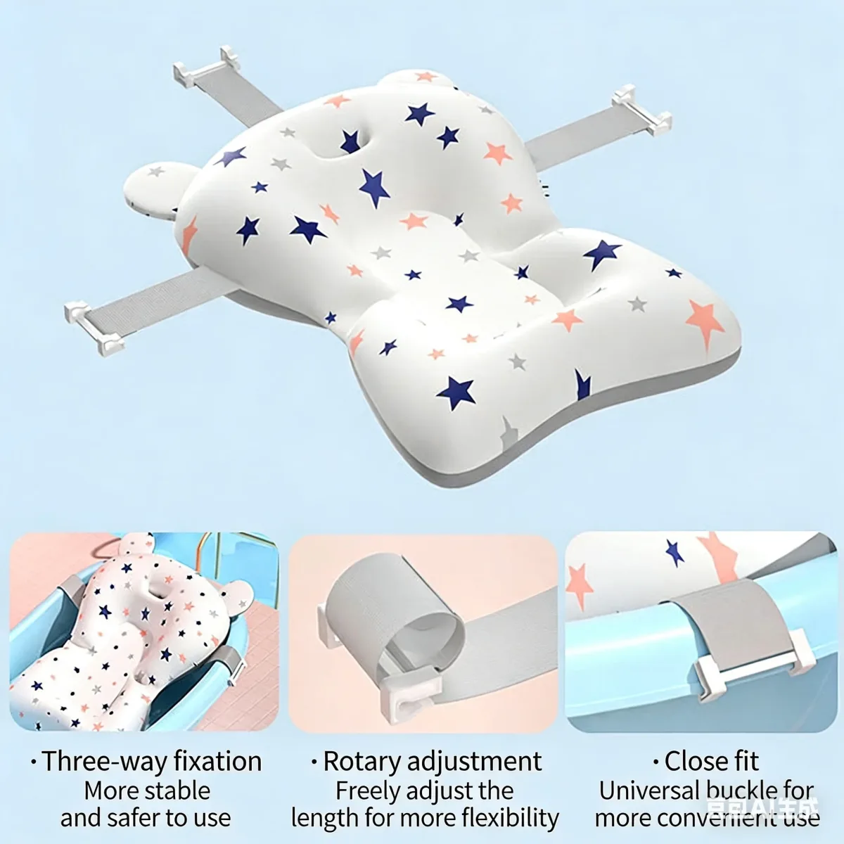 Coussin de bain pliable pour bébé, motif géométrique