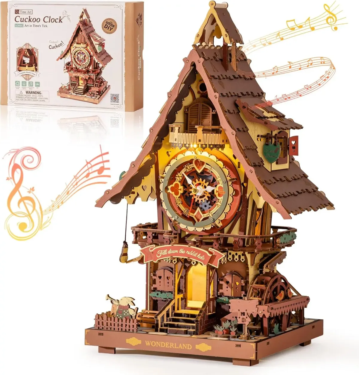 Horloge coucou en bois, puzzle 3D à monter
