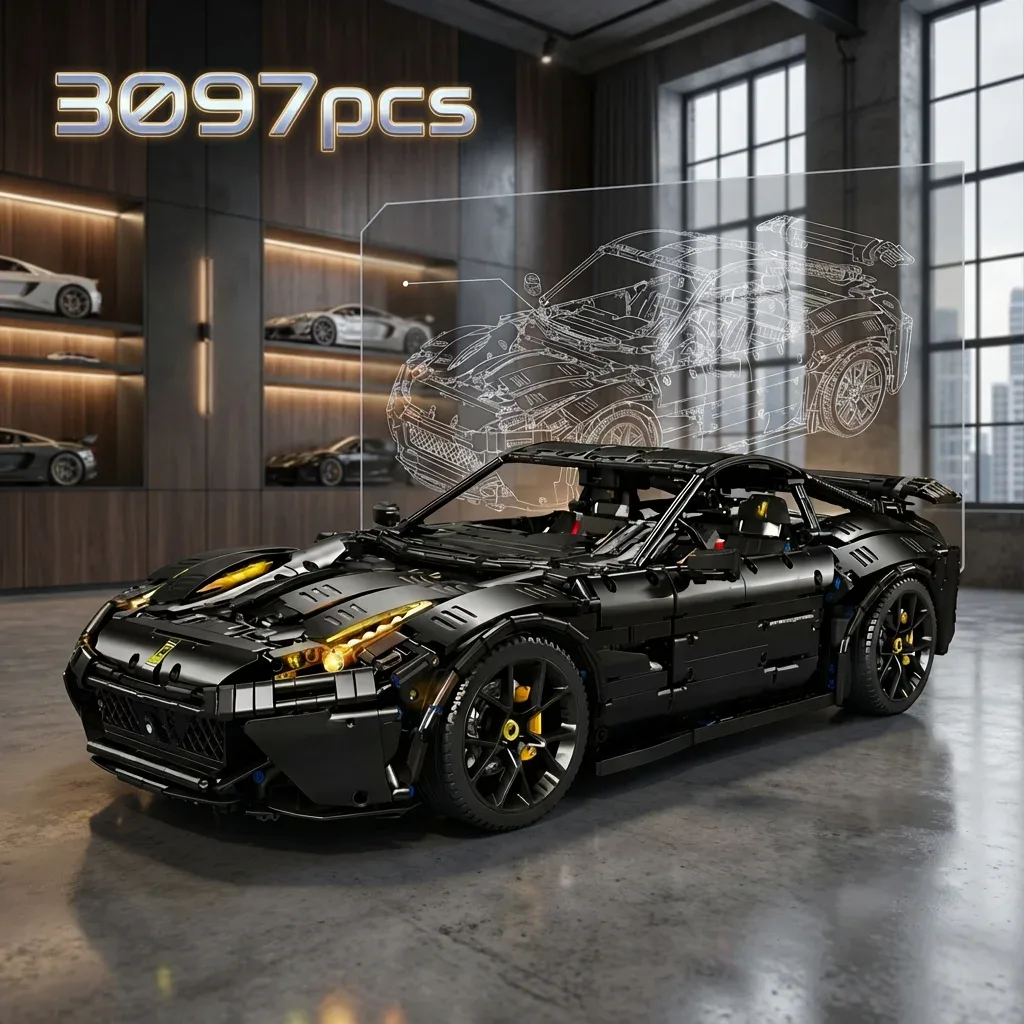 Kit de construction supercar noire, 3097 pièces