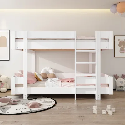 Lit superposé blanc 90 × 200 cm avec rangements – image 2