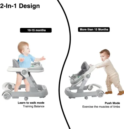 Marche-bébé 2 en 1 avec plateau amovible – image 2