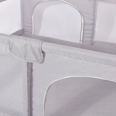 Parc pour bébé gris avec porte zippée – image 3