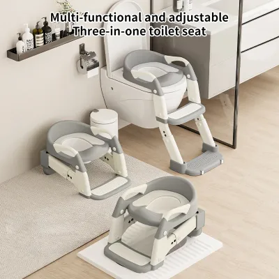 Réducteur de toilette avec escabeau, gris