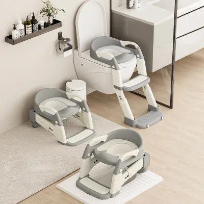 Réducteur de toilette avec marches, gris
