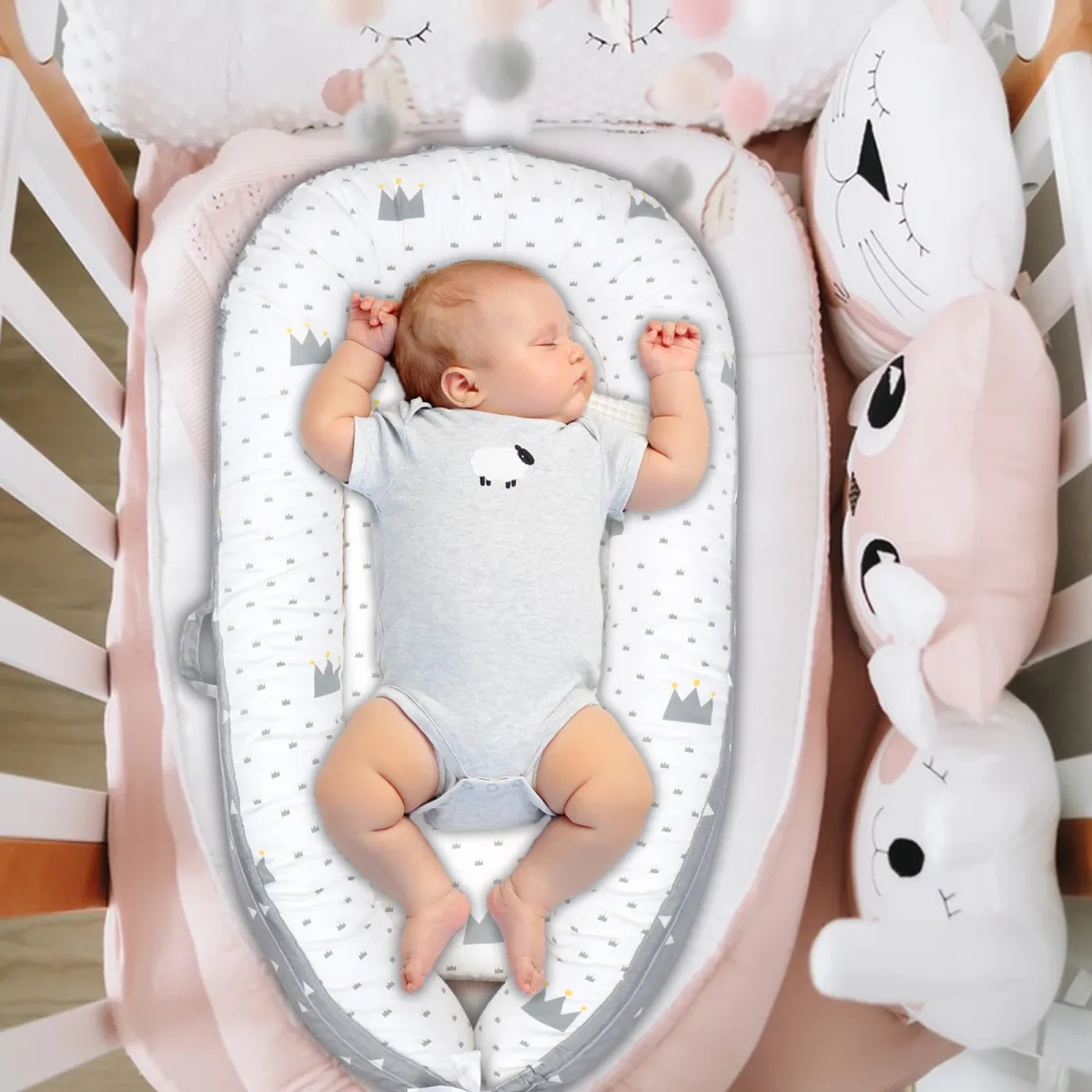 Siège de sol bébé en coton, portable et réglable