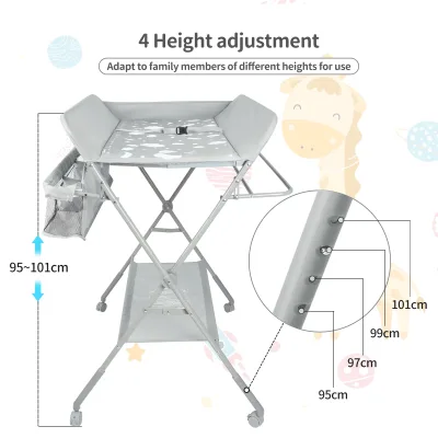 Table à langer pliante à roulettes en métal – image 2