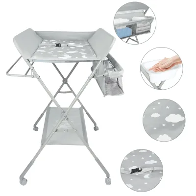 Table à langer pliante à roulettes en métal – image 3