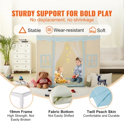 Tente de jeu enfant château avec tapis et lampe – image 3
